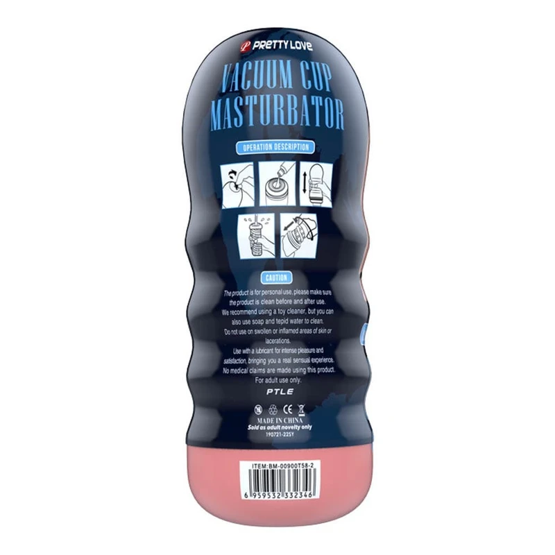 Pretty Love Vacuum Cup - Oralni masturbator 18cm, vodootporan, kožni