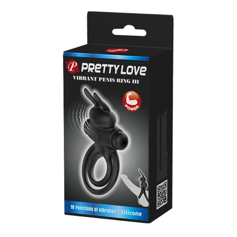 Pretty Love Vibrant Penis Ring 3 Crni - Vibrirajući Cock Ring sa Stimulatorom Klitorisa