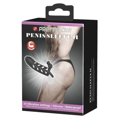 Pretty Love Vibrirajući Prezervativ za Erekciju sa Stimulansom Klitorisa – Crni - Sexy Shop