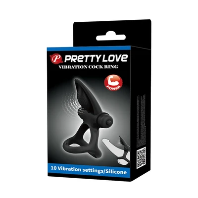 Pretty Love Vibrirajući Prsten za Penis sa Stimulansom Klitorisa - Crni - Sexy Shop