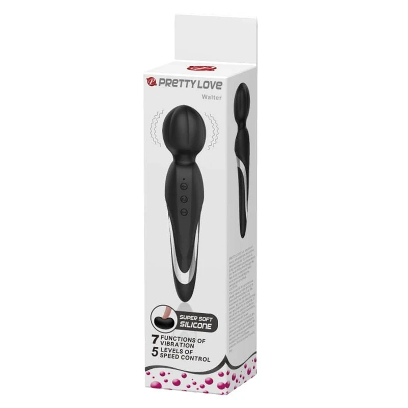 Pretty Love Walter - crni silikonski vibrator sa 7 funkcija vibracije i 5 nivoa intenziteta