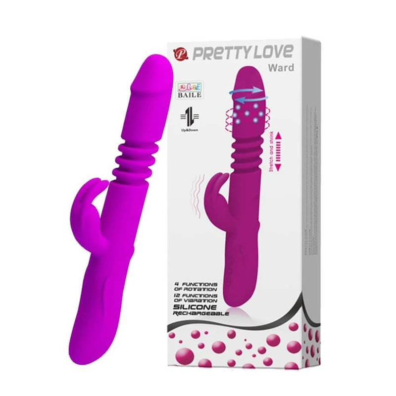 Pretty Love Ward rabbit vibrator sa thrusting funkcijom i klitoralnom stimulacijom, ljubičast 