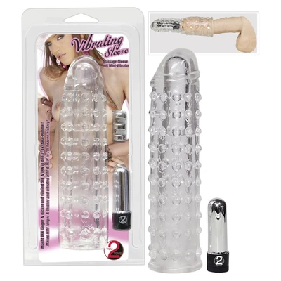 Prozirna vibrirajuća silikonska navlaka sa produžetkom 17 cm - Sexy Shop