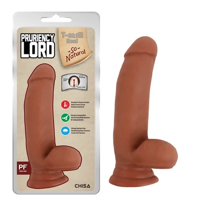 Pruriency Lord - Dildo sa testisima, vakuumskim postoljem i vodootporan, 17,5cm, Chisa Novelties, boja pesak - Sexy Shop