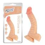 Real Beats Dong 19,8cm sa testisima i vakuumskim postoljem, boja kože
