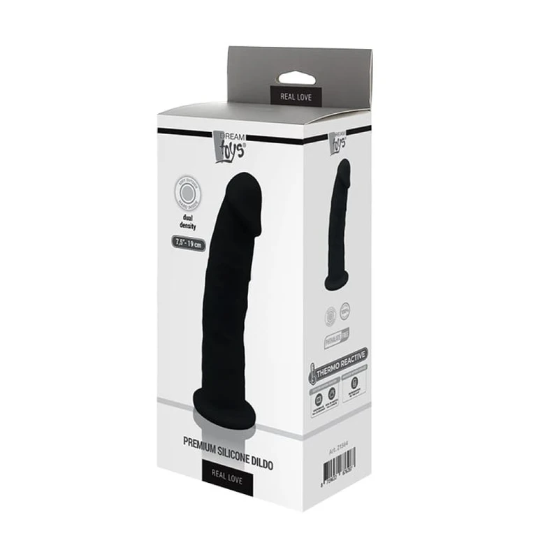 Real Love Dildo 19cm Crni Sa Vakuumskim Postoljem