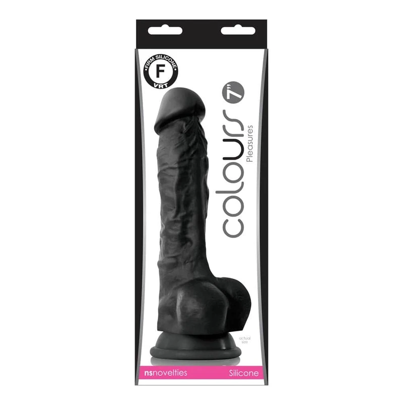 Realistični crni dildo sa testisima i vakuumskim postoljem 23.5cm