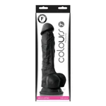 Realistični crni dildo sa testisima i vakuumskim postoljem 23.5cm