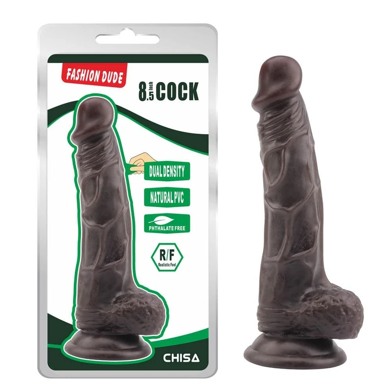 Realistični dildo Chisa Novelties 21.5cm braon sa testisima i vakuumskim postoljem