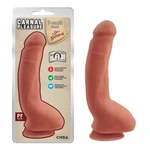 Realistični dildo sa testisima Chisa, 23,5 cm, vodootporan, sa vakuumskim postoljem, boja pesak