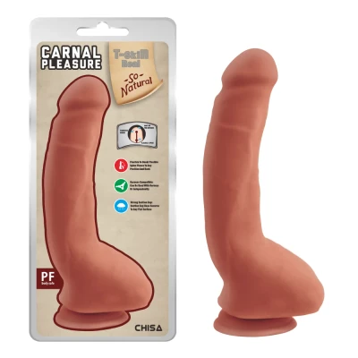Realistični dildo sa testisima Chisa, 23,5 cm, vodootporan, sa vakuumskim postoljem, boja pesak - Sexy Shop