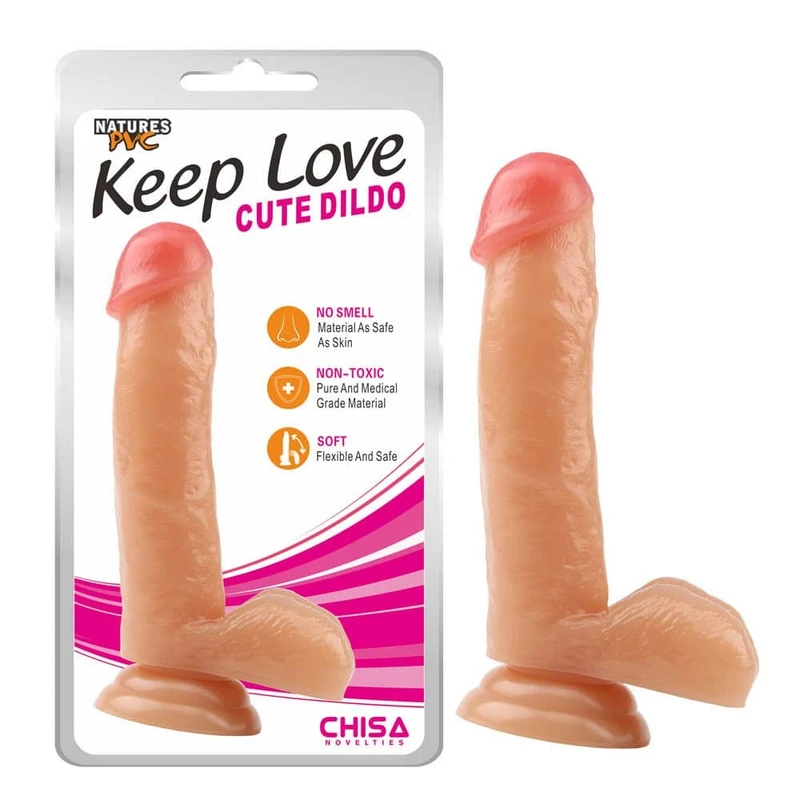 Realistični dildo sa testisima i vakuumskim postoljem - 17,8 cm