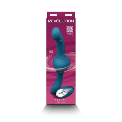 Revolution Tsunami - Dupli dildo sa daljinskim upravljačem, G tačka, plavi - Sexy Shop