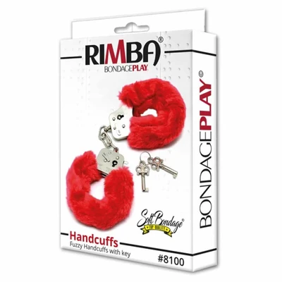 Rimba Crvene Metalne Lisice sa Mekim Krznom - Sexy Shop