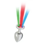 Rimba Pisa butt plug sa LED svetlima, 8cm, vodootporan, srebrni
