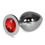 Rosebud Classic Metal Plug L - Crveni luksuzni srebrni metalni plug 10cm