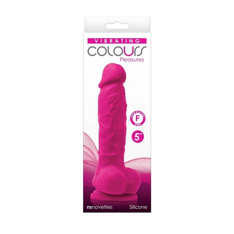 Roze vibrator sa vakuumskim postoljem i testisima - 16,7cm - NS Toys