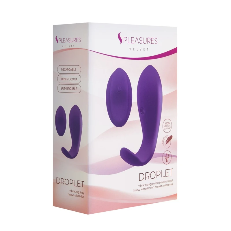 S Pleasures Velvet Droplet Ljubičasta Vibrirajuća Jaja Sa Daljinskim