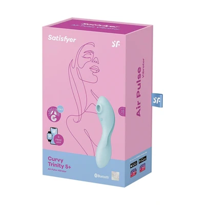 Satisfyer Curvy Trinity 5+ plavi vibrator za klitoralnu i G-tačku stimulaciju, vodootporan, kontrolisan aplikacijom - Sexy Shop