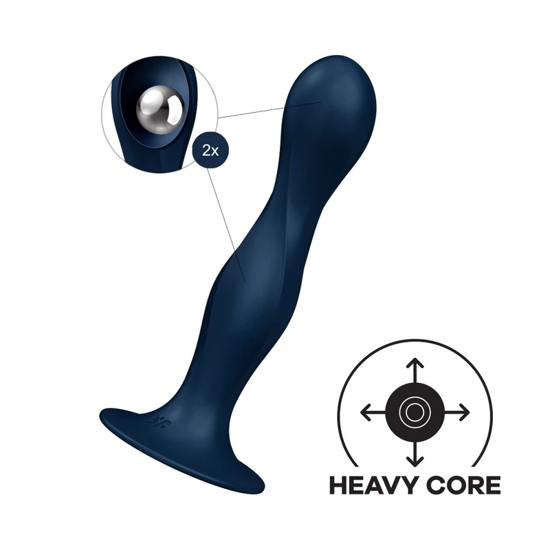 Satisfyer Double Ball-R plavi dildo sa vakuumskim postoljem 18cm