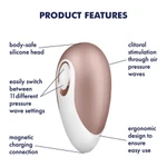 Satisfyer Pro Deluxe Next Generation - bakreni luksuzni vibrator sa senzualnim talasima pritiska, vodootporan, 11 cm