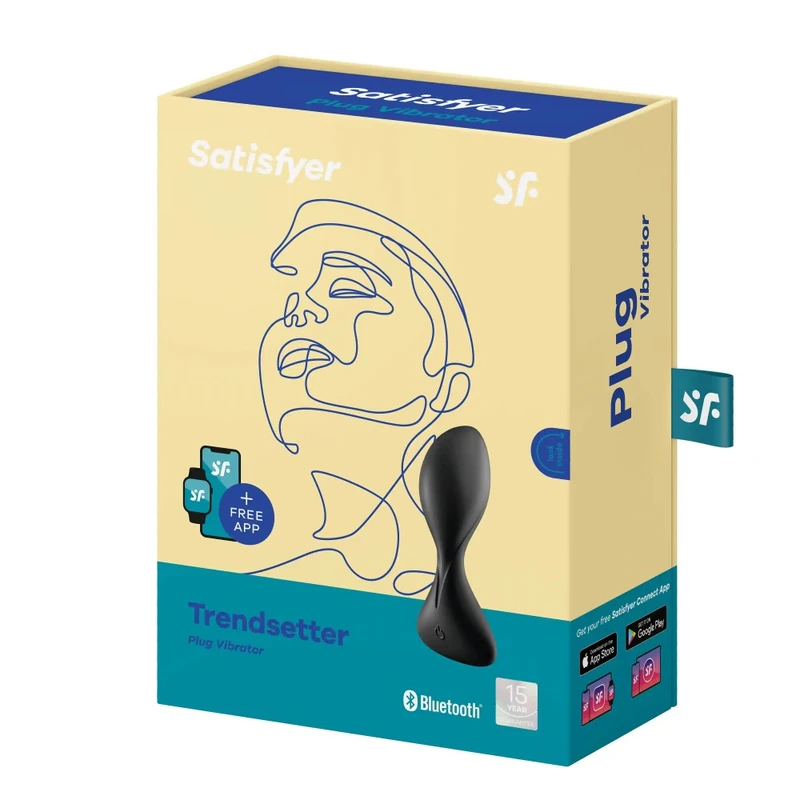 Satisfyer Trendsetter vibrirajući analni čep - crni, vodootporni, sa aplikacijom