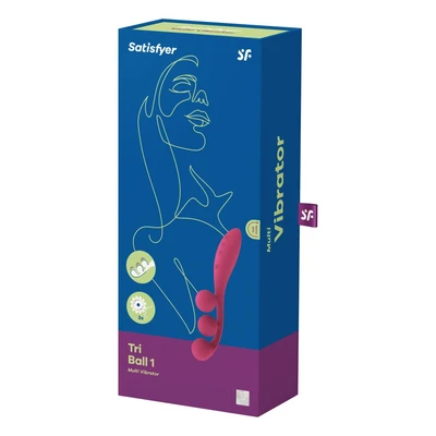 Satisfyer Tri Ball - Crvena silikonska igračka za odrasle sa stimulansom klitorisa, vodootporna, dužina 20,5cm - Sexy Shop