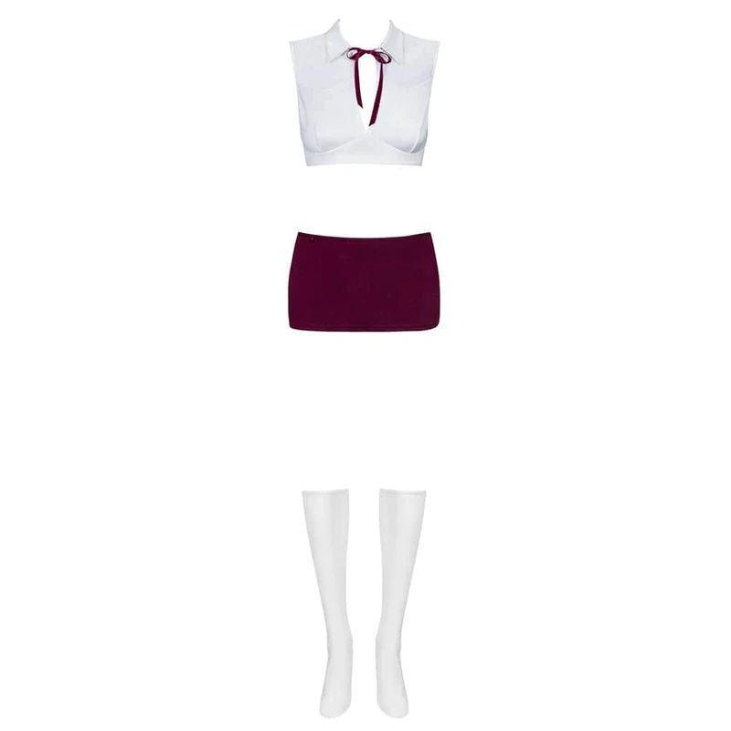 Savršeni kostim naught studentice, 4 delova, S/M, Obsessive, crveno-beli