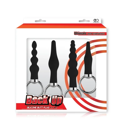 Set analnih čepova BACK UP - crni, vodootporni - Sexy Shop
