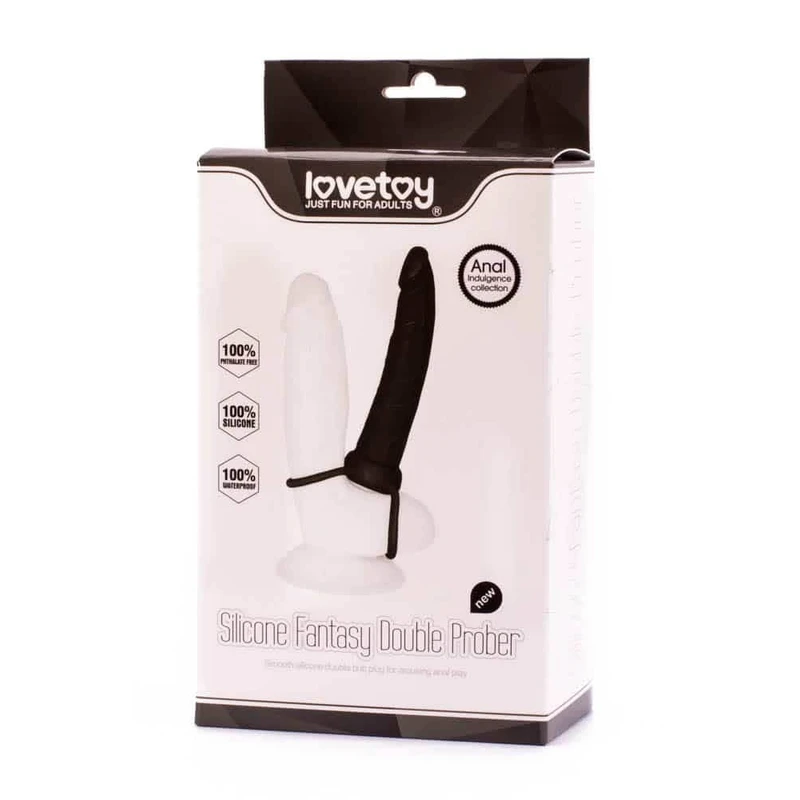 Silicone Fantasy Double Prober - Vodootporni dupli stimulator 15cm, crni