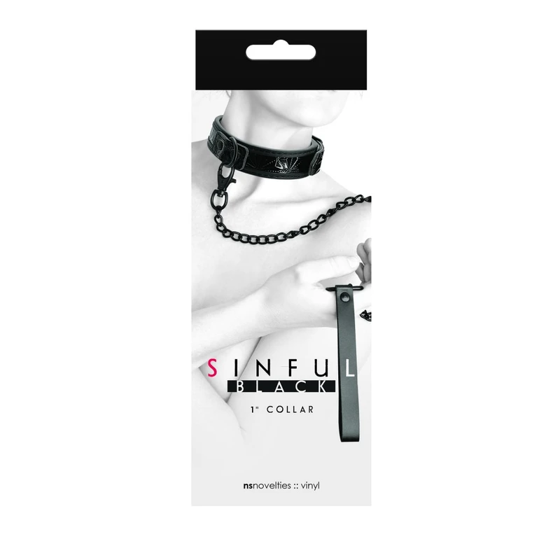 Sinful Crni Ogrlica sa Povezom 1'' - 52cm