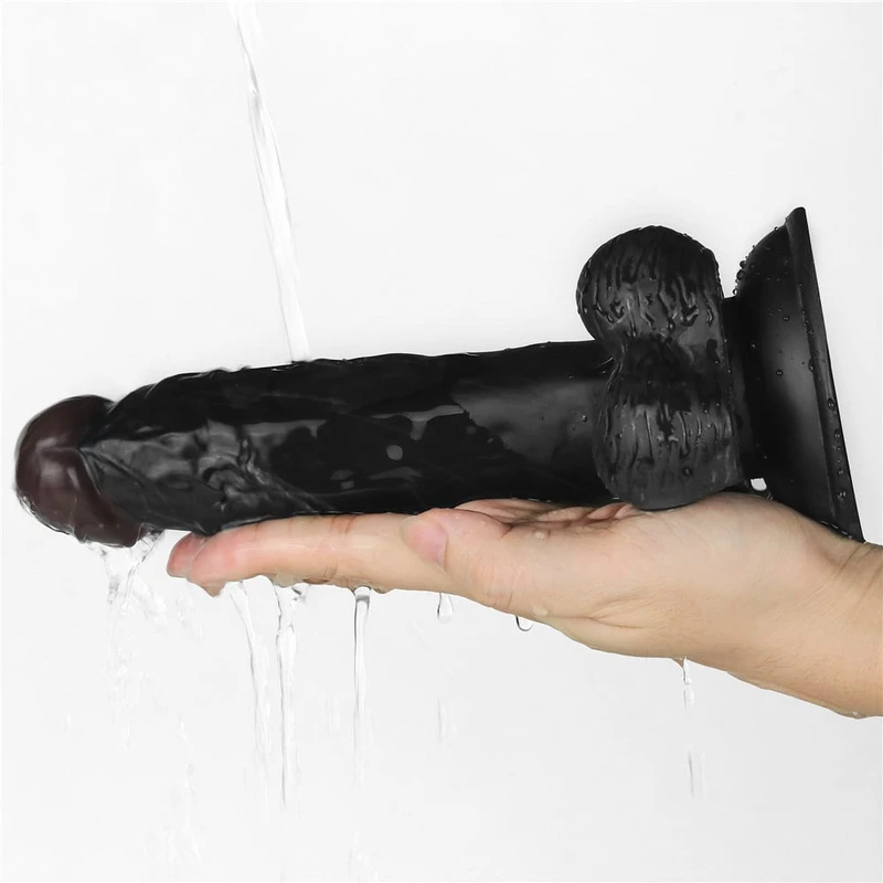 Soft strapon dildo 19cm crni, sa vakuumskim postoljem i vodootporan