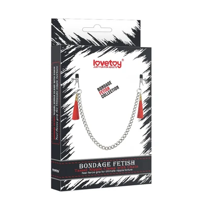 Srebrni i Crveni Tassel Nipple Clamp sa Silikonskom Odojkom 30cm - Sexy Shop