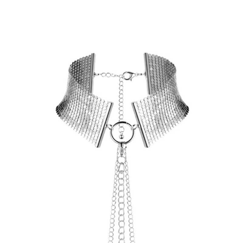 Srebrni izazovni korset sa podesivim metalnim lancem - Bijoux Indiscrets