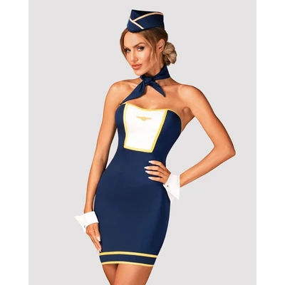 Stewardess uniforma M/L Obsessive plava/bijela/žuta - Sexy Shop