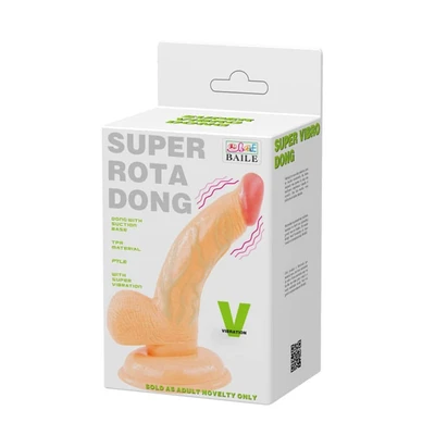 Super Rota Dong Flesh 14,5 cm - G tačka, rotirajući sa daljinskim, sa testisima i vakuumskim postoljem - Sexy Shop