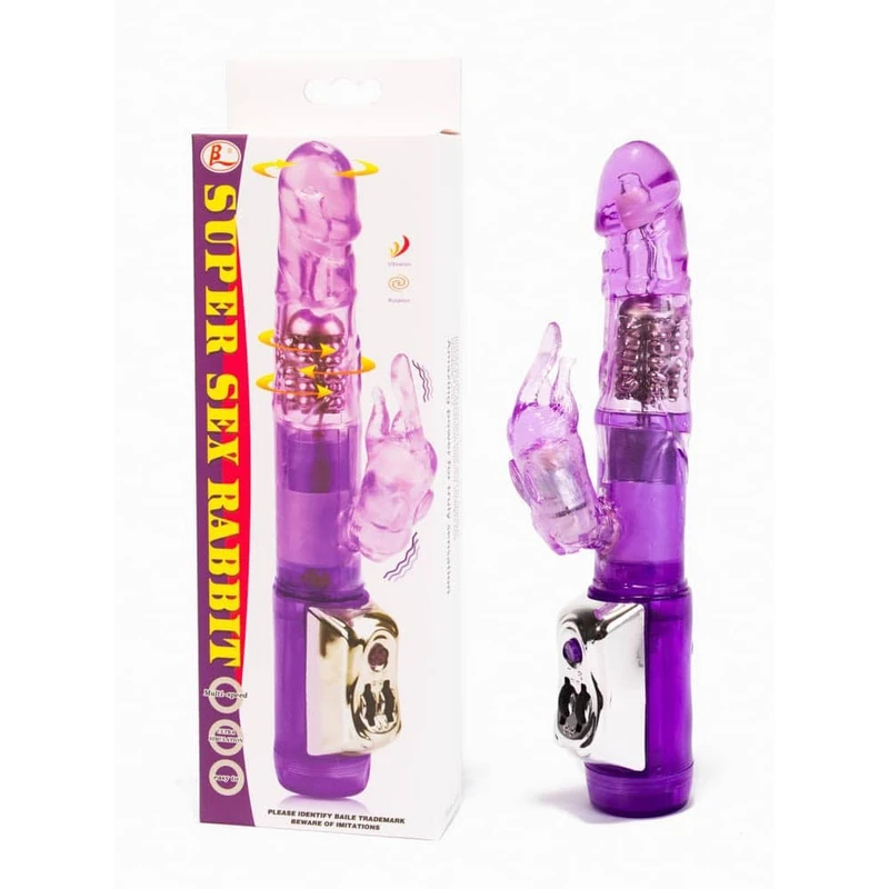 Super Sex Rabbit Vibrator Ljubičasti sa Klitoris Stimulatorom i Rotirajućim Perlicama