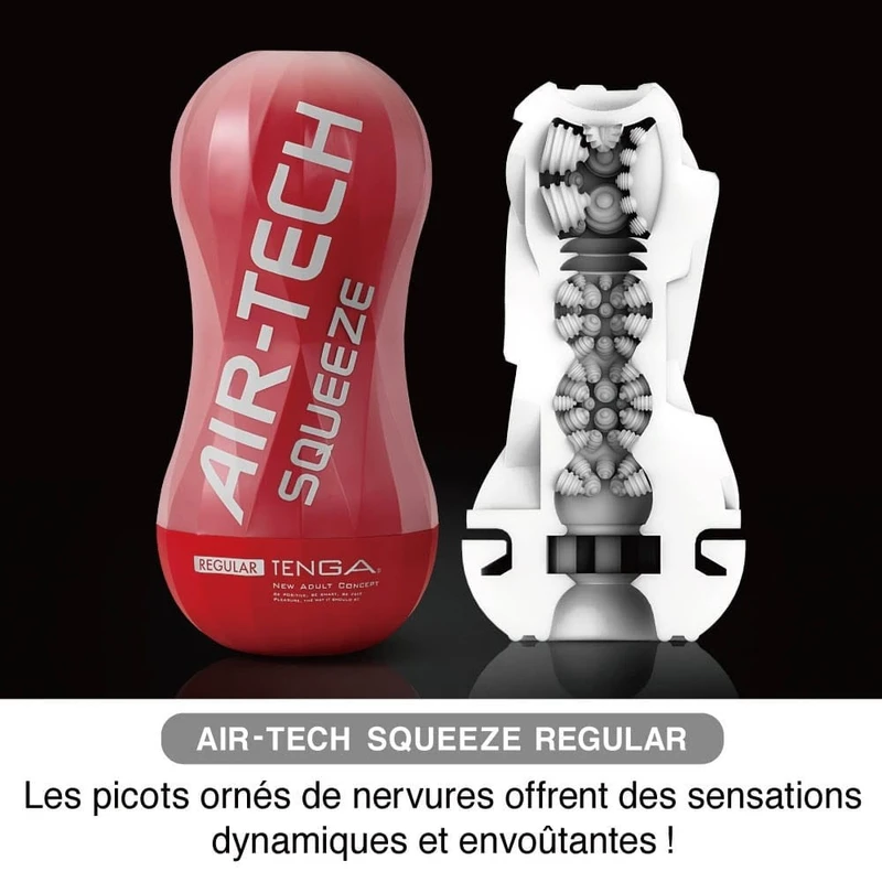 Tenga AIR-TECH SQUEEZE Regular - Crveni Vodootporni Masher sa Uživljajem