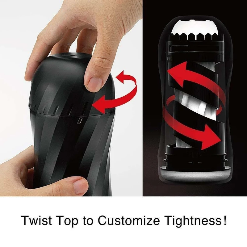 Tenga Air-Tech Twist Ripple - Cup za prilagodljivu stimulaciju, vodootporan, crni