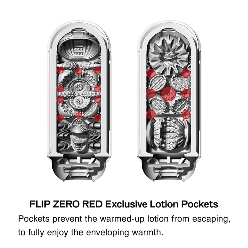 Tenga FLIP 0 RED + FLIP WARMER SET - Slim-Line Masturbator sa Vakum Efektom i Grejačem