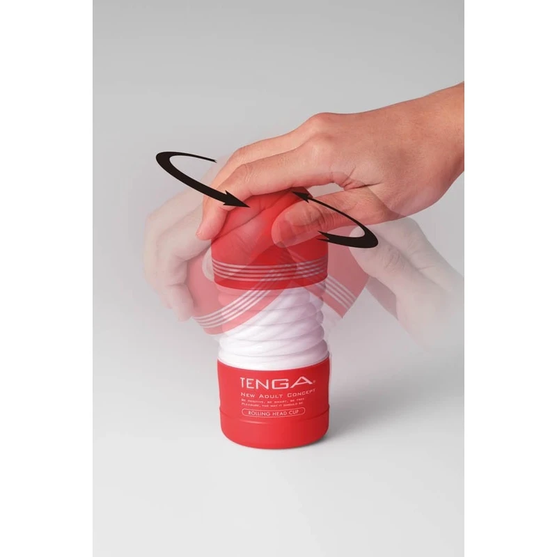 Tenga Rolling Head Cup - Crvena/Bež, Vodootporni, Lubrikant Uključen
