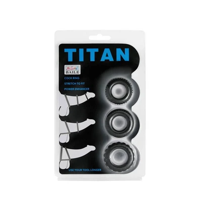 Titan 3 u 1 silikonasti crni prstenovi za erekciju - Sexy Shop