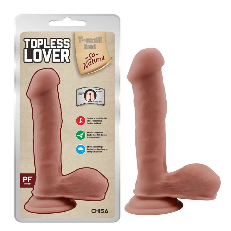 Topless Lover – Realistična Dildo Igračka sa Vakumskim Postoljem i Testisima, 19,2 cm