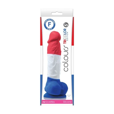 Tricolor 5" Dildo sa testisima i vakuumskim postoljem - Colours Pleasures - Sexy Shop