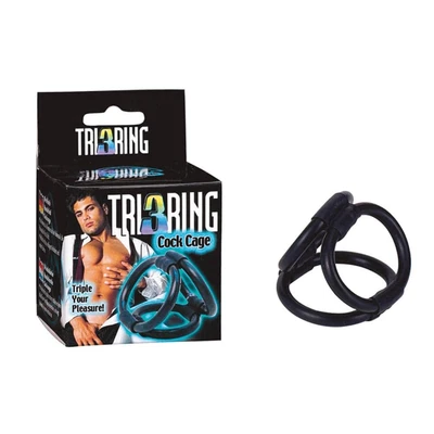 Triu Ringu Cock Cage Black - Vodootporni Set za Uživanje - Sexy Shop
