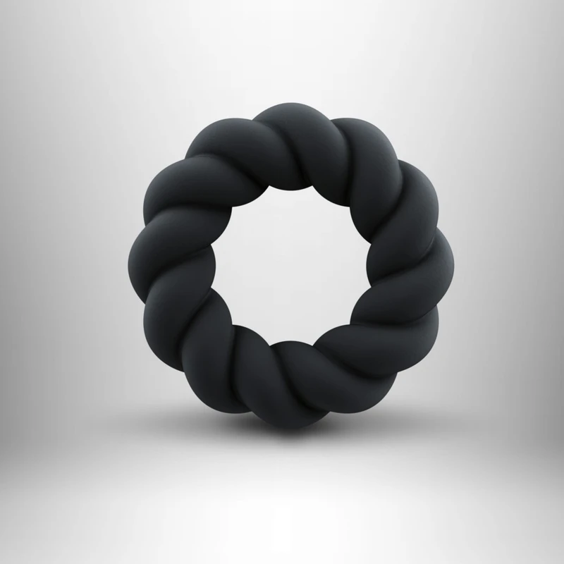Twisted Elegance Cock Ring - Crni vodootporni prsten za jaču erekciju 
