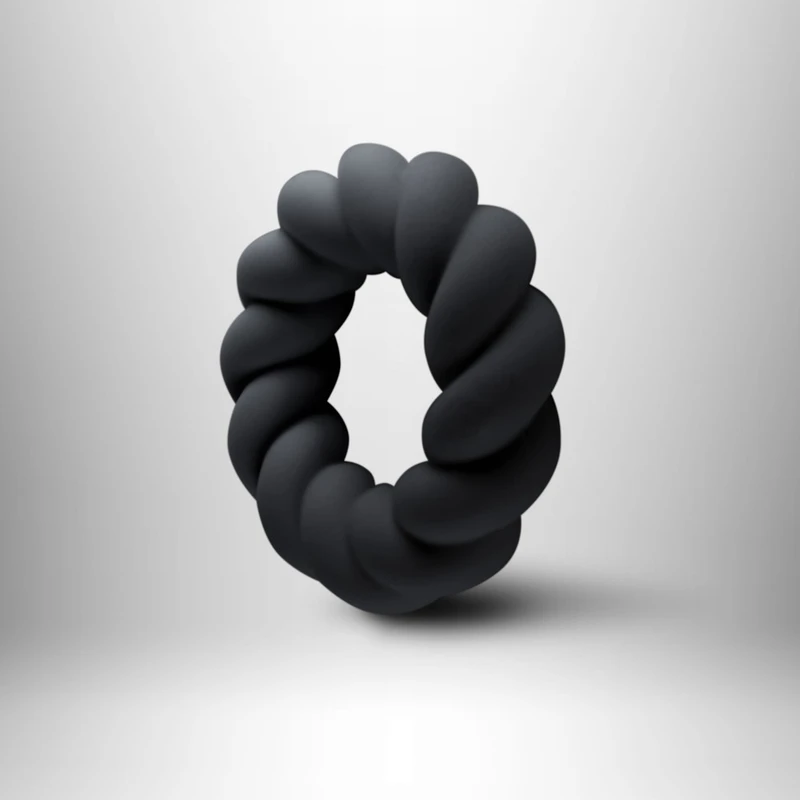 Twisted Elegance Cock Ring - Crni vodootporni prsten za jaču erekciju 