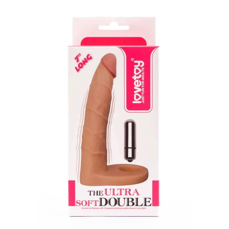 Ultra Soft Double-Vibrating - Vibrirajući strap-on analni dildo 17,8 cm