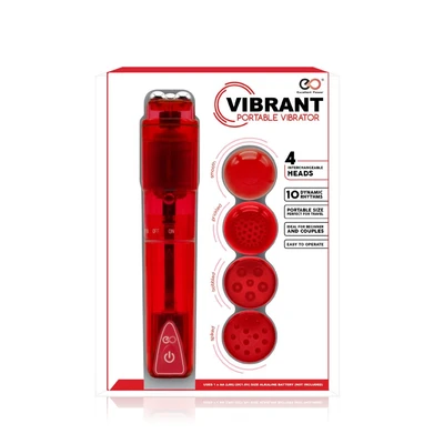 VIBBRANT PORTABLE VIBRATOR RED - Crveni vibrator sa 10 nivoa vibracije, idealan za početnike - Sexy Shop