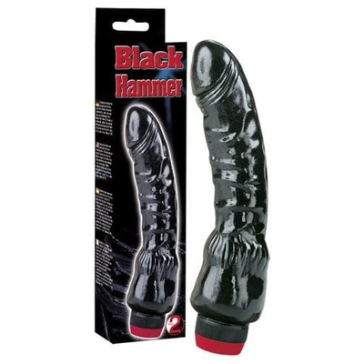 Vibrator Black Hammer - crni, 22cm, sa podesivim vibracijama i realističnim dizajnom - Sexy Shop